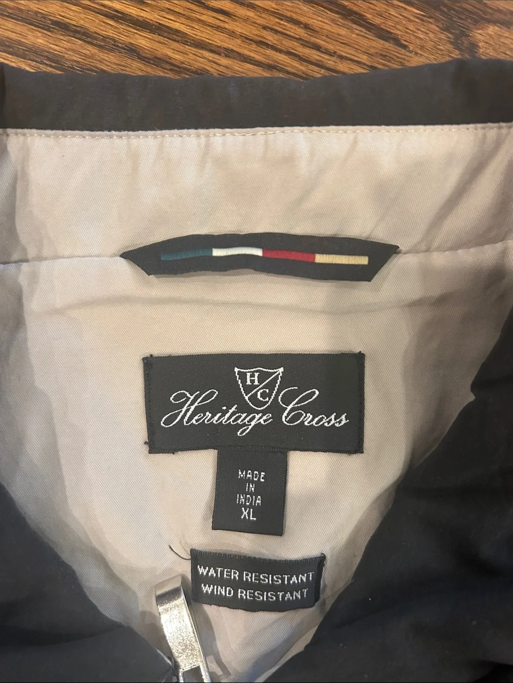 Men's Black Bomber Jacket with Contrast Cream Collar and Embroidered Logo